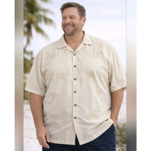 Coconut Pier 2XL Hawaiian Shirt | Cream Palm Tree Embroidered | #D6